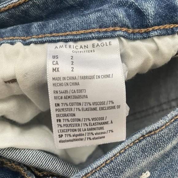 American Eagle Shorts Womens 2 Hi Rise Shortie Distressed Jean Cut Off Denim NEW - Picture 4 of 9